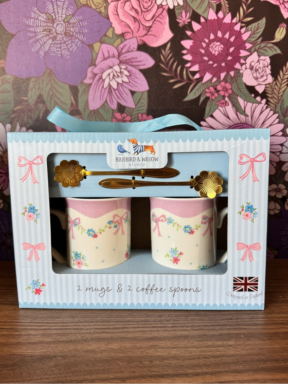 Floral Mugs & Spoon Set